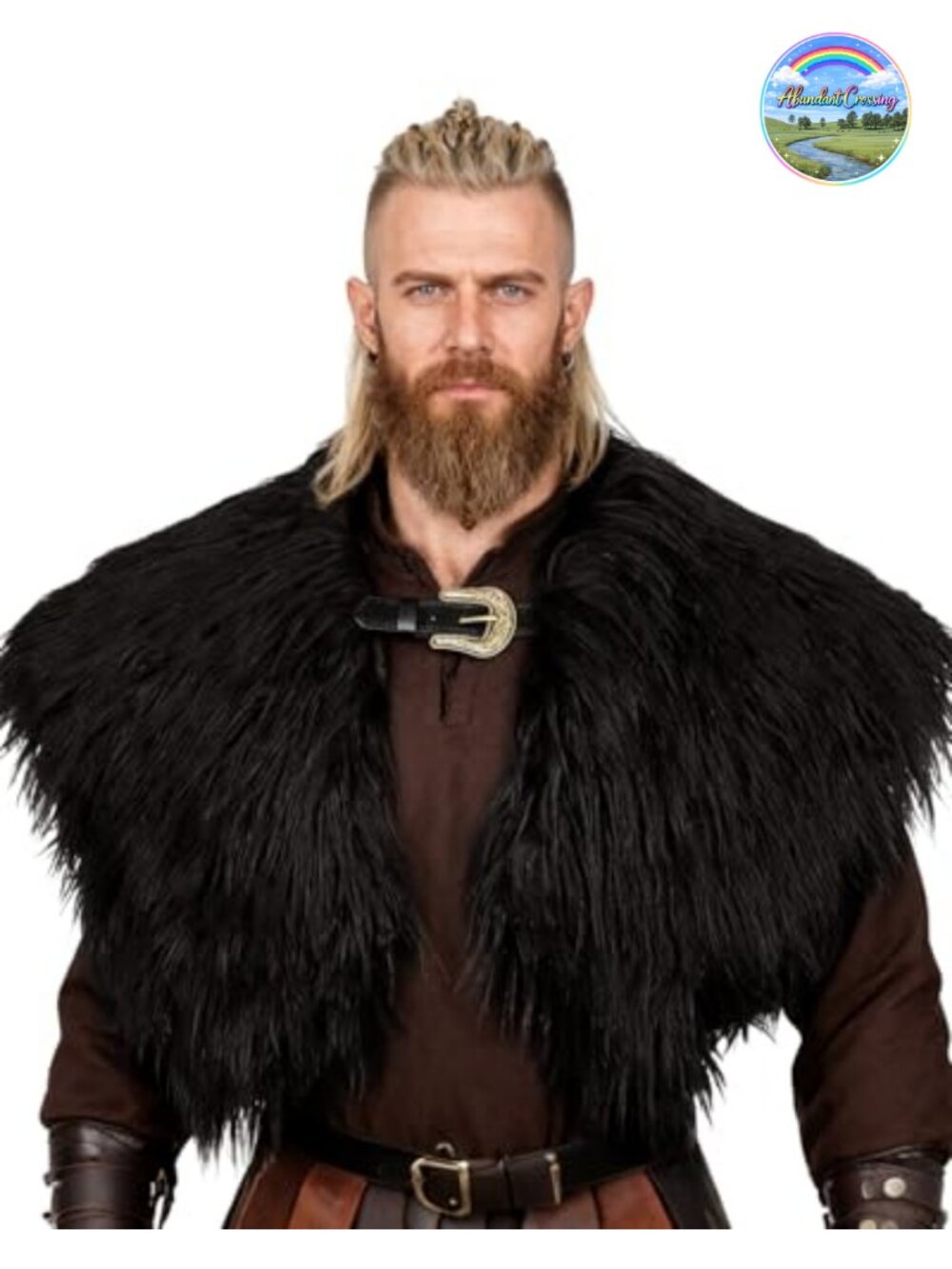 Faux Fur Viking Shawl Medieval Fur Shoulder Wrap Capelet